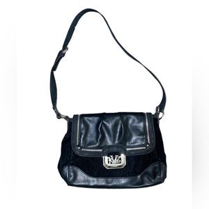 Gorgeous black Kathy Van Zeeland vintage stylish fur cross body bag!